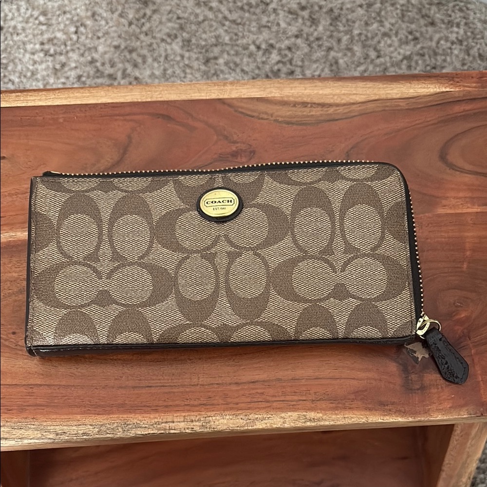 Coach Brown Zip Wallet